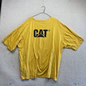 Caterpillar CAT Men Sz 2XL Trademark Banner Short Sleeve Graphic Tee Yellow